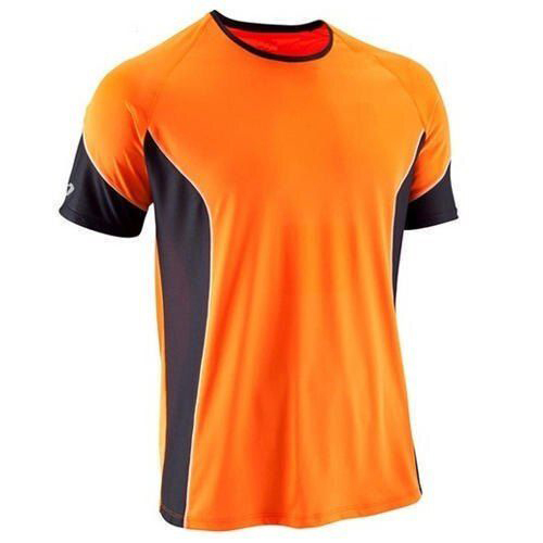 Mens Plain Round Neck Half Sleeve Cotton Sports T-Shirt - Color: Multicolor