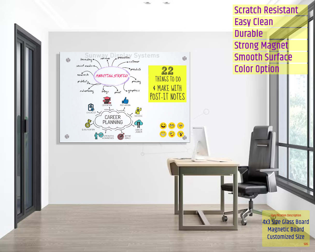 12x24 Inch Glass Writing Board