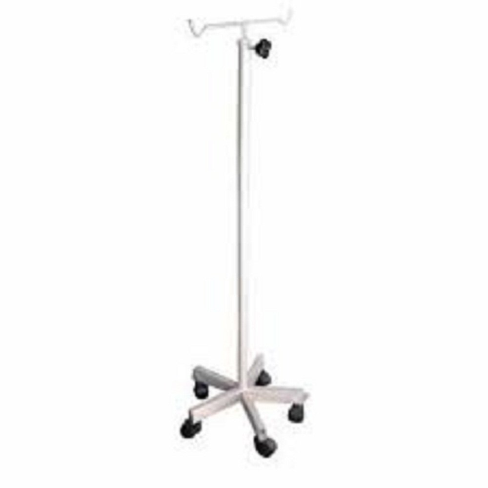 Iv Pole - Metal Steel, 15x56x192 Cm, White | Adjustable Height, Smooth Maneuverability, Lockable Casters, One-piece Design