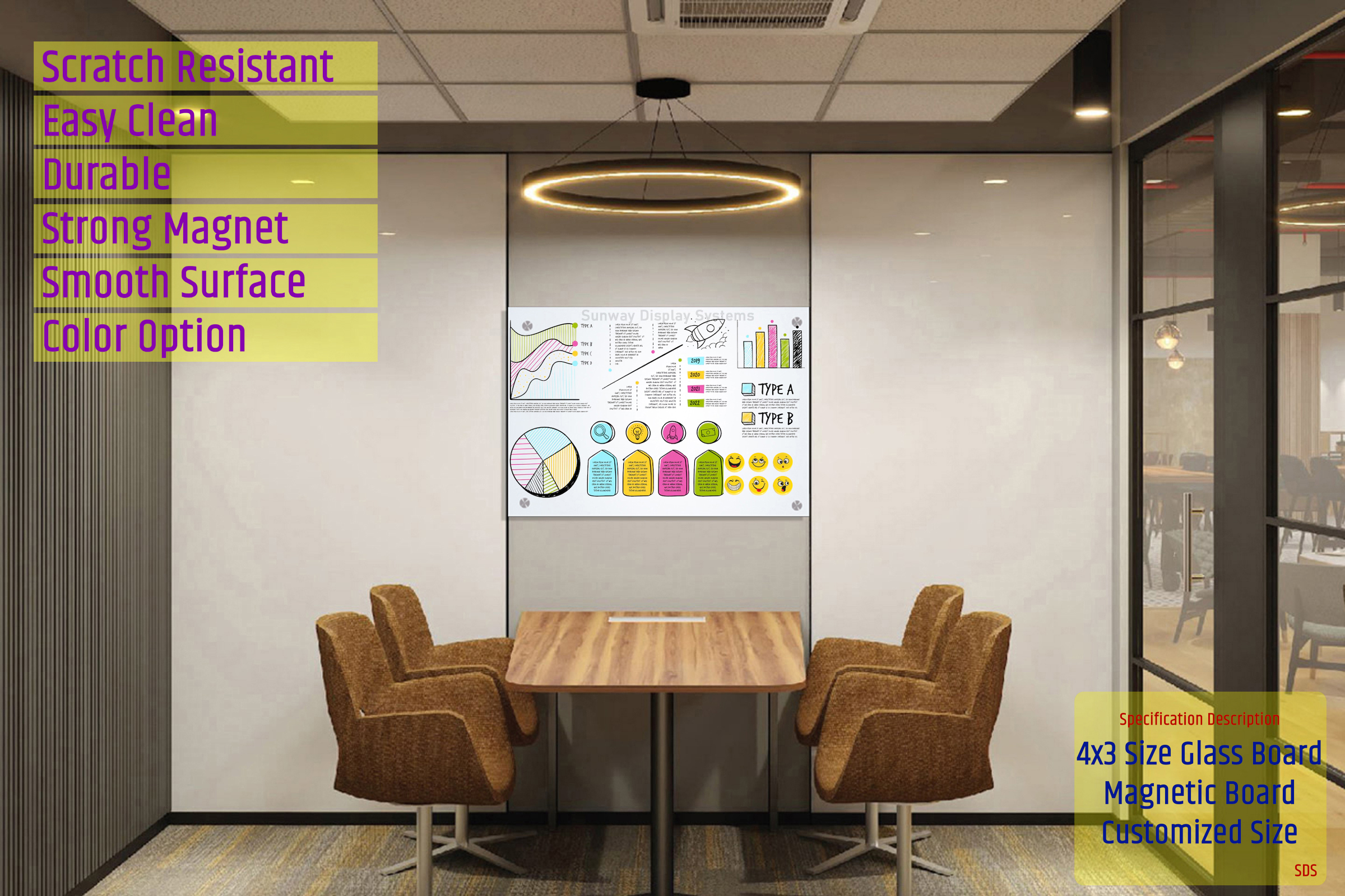 12x24 Inch Writing Glass Board