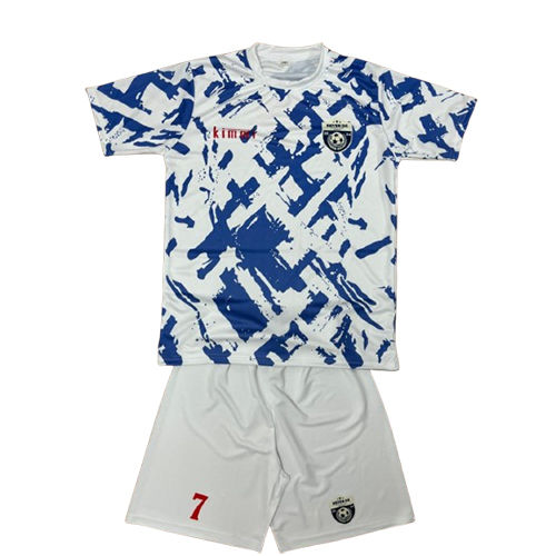 White And Blue Jersey With Shorts - Collar Type: O-Neck