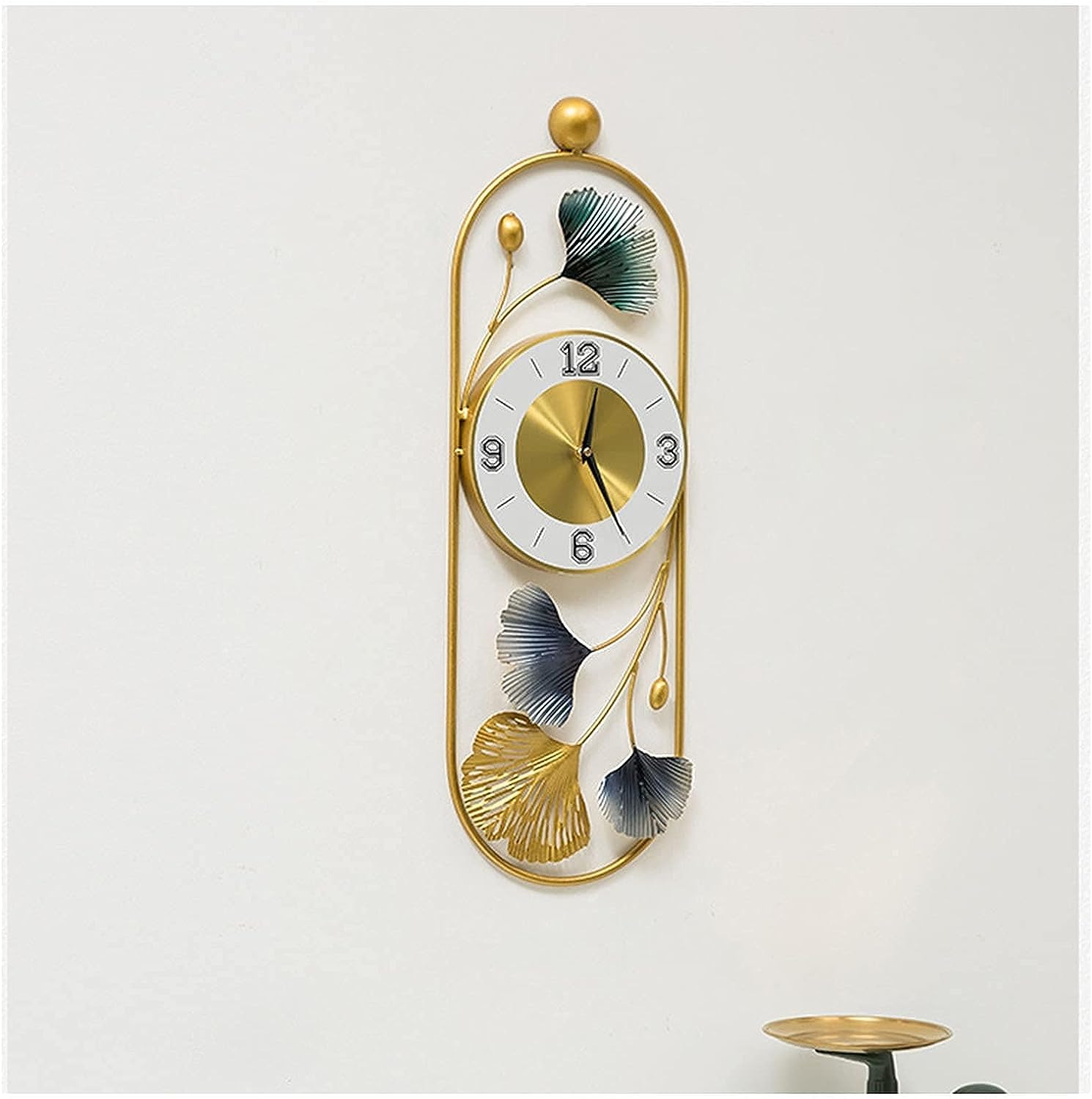 Modern Metal Wall Clock - Iron, 24x8 Inches, Gold Finish | Geometric Design, Quartz Movement, Powder Coated
