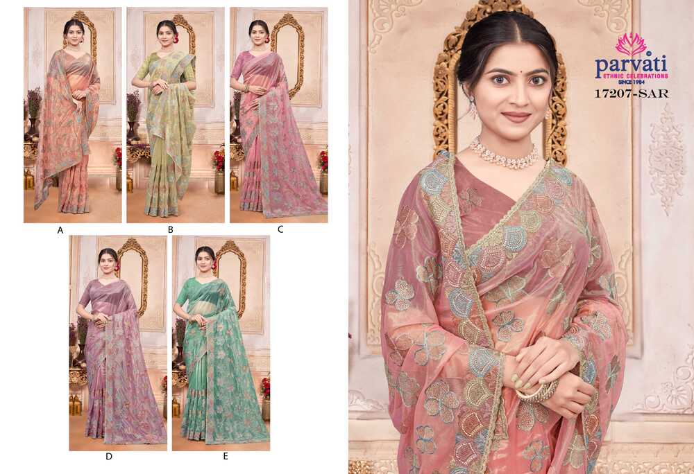 Parvati Multicolor Net Saree -17207