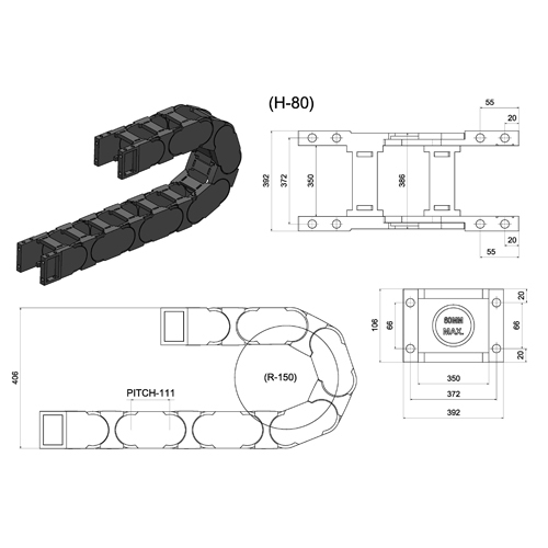 Open Type Cable Drag Chain