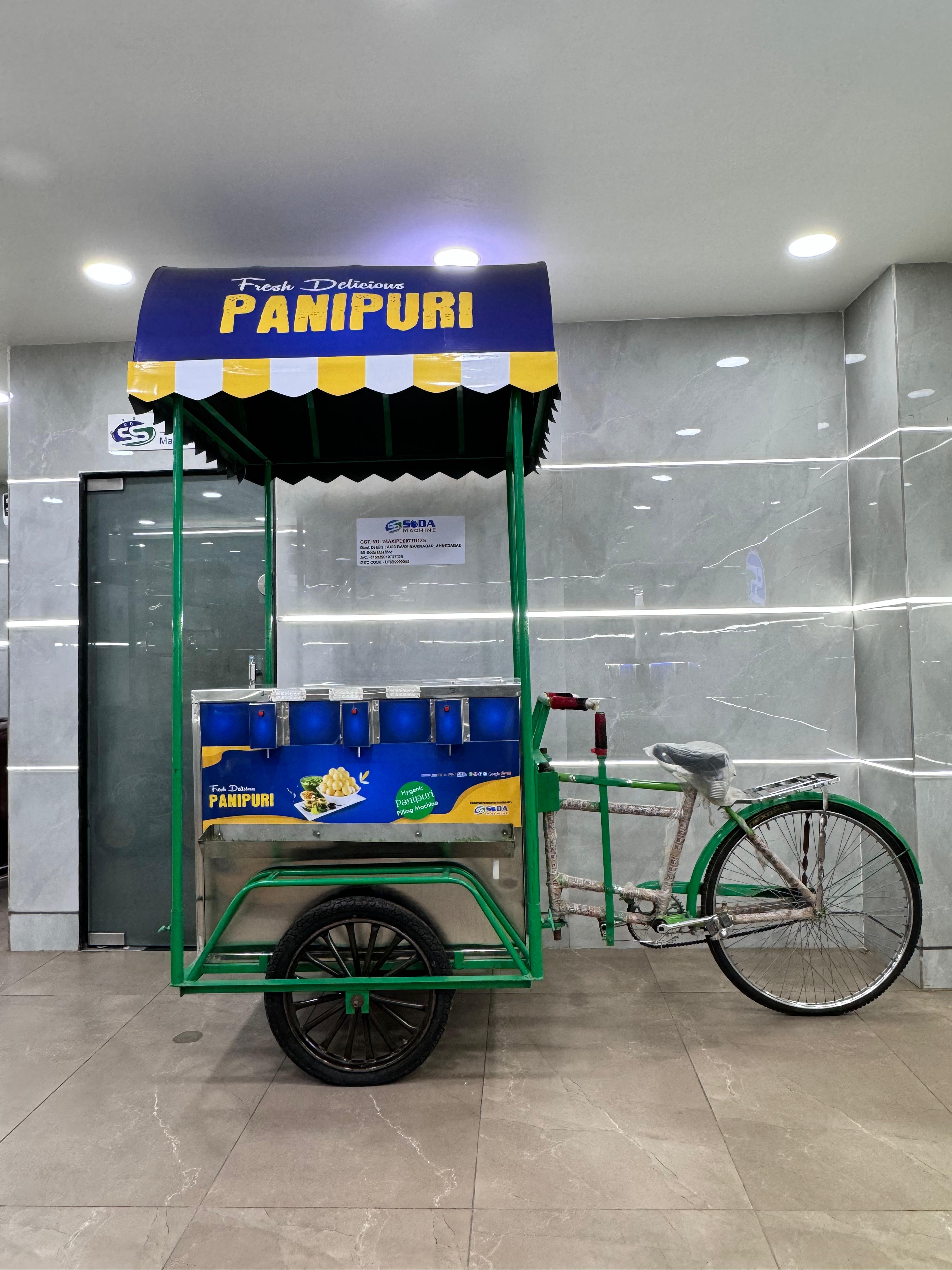 Panipuri Vending Machine 6 Nozzel Cart Tricycle - Capacity: 5 Ltr