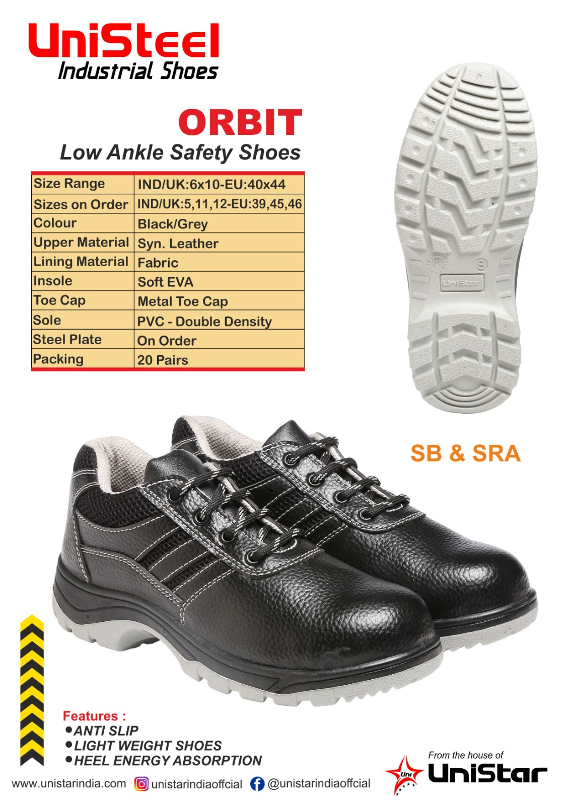 Unistar Orbit Safety Shoes - Color: Black