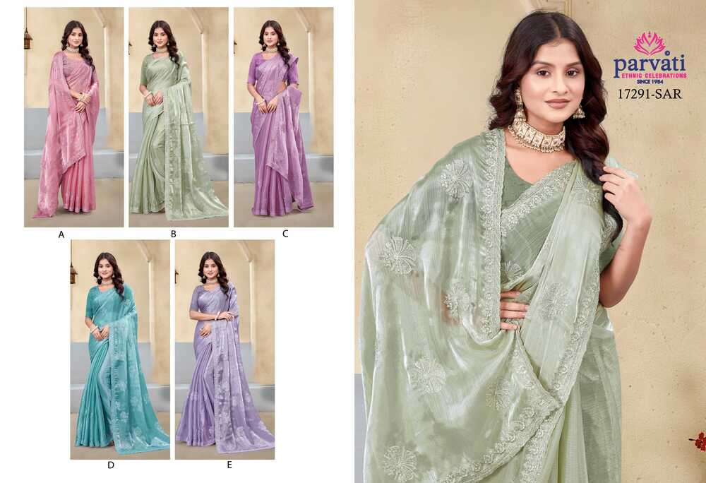 Parvati Multicolor Chiffon Saree -17291