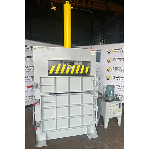 Single Cardboard Baler Machine - Color: Grey And Yellow