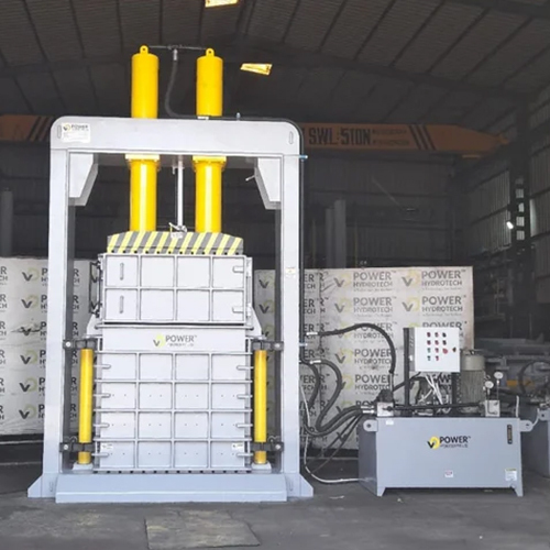 Industrial Waste Cotton Baling Machine - Color: Grey And Yellow