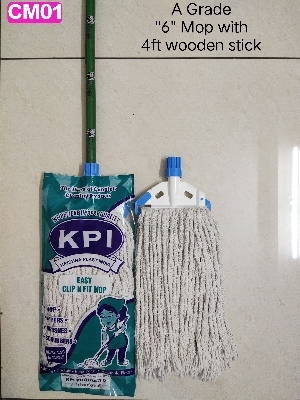 6 Inch A Grade Wet Mop With 4ft Wooden Stick