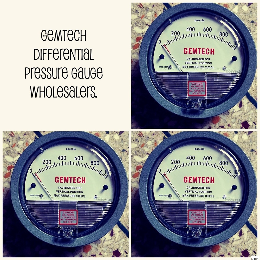Gemtech Differential Pressure Gauge - Metal Alloy, 4 Inch Diameter, Back Mount, Npt 1/8 Inch Thread | Versatile For Power Plant And Medical Use, Measures Positive & Negative Pressure