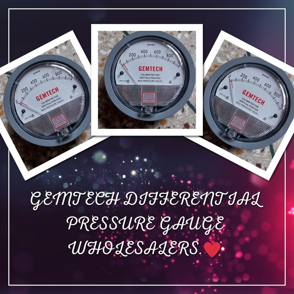 Gemtech Differential Pressure Gauge - Metal Alloy, 4 Inch Diameter, Back Mount, Npt 1/8 Inch Thread | Versatile For Power Plant And Medical Use, Measures Positive & Negative Pressure