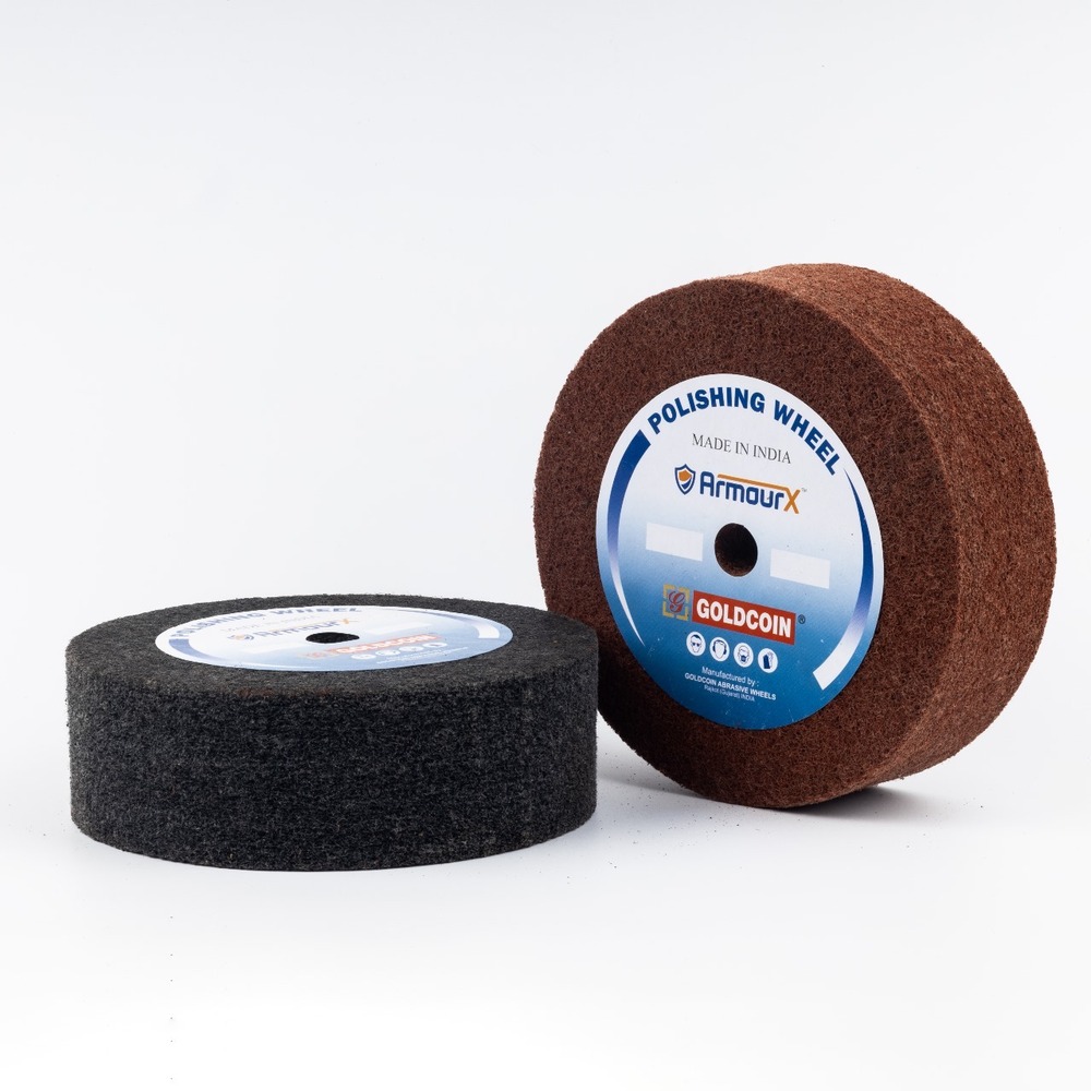 Non Woven Polishing Wheel - Rubber Material, 2 Inch Height, Black & Maroon Color, Hard Silicon Grain 180 | Industrial & Commercial Use, Round Shape, 500 Grams