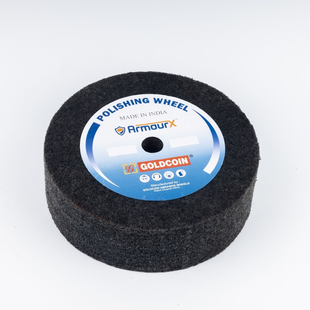 Non Woven Polishing Wheel - Rubber Material, 2 Inch Height, Black & Maroon Color, Hard Silicon Grain 180 | Industrial & Commercial Use, Round Shape, 500 Grams