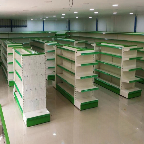 Double Sided Supermarket Display Rack - Color: Silver