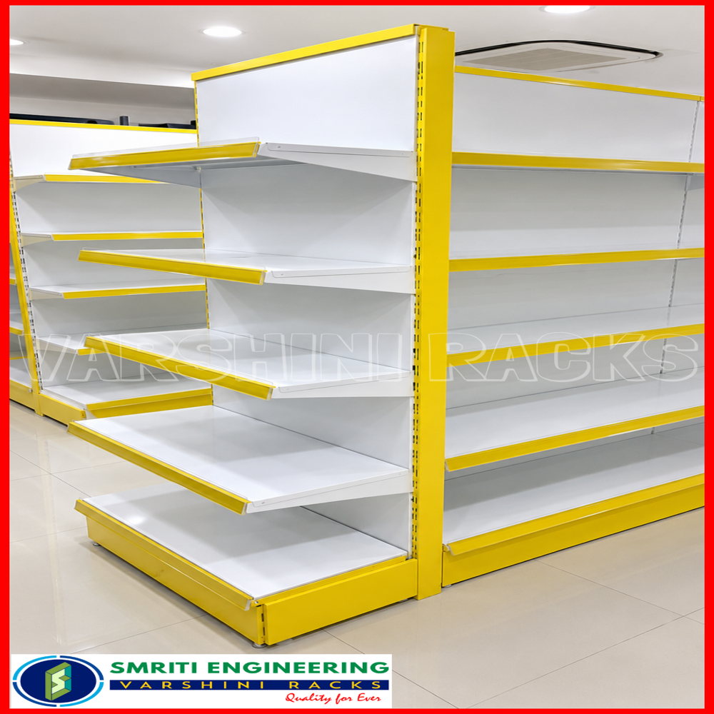 Double Sided Supermarket Display Rack - Color: Silver