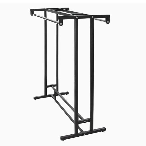 H Type Cloth Hanging Stand With Branded Wheels - Color: Black