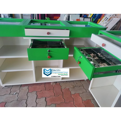 Billing Counter Table - Color: Green And White