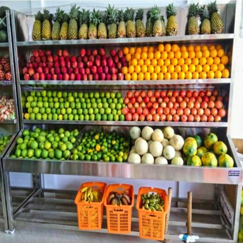 Stainless Steel Fruits And Vegetables Rack - Heavy-Duty Corrosion-Resistant Design | Polished Finish Ideal for Supermarkets