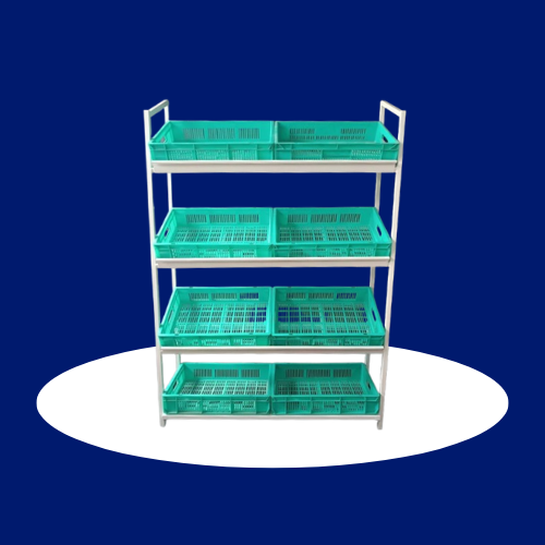 Vegetable Display Stand - Mild Steel, 5 Feet Height | 50-100 Kg Capacity, Corrosion-Resistant, Powder-Coated Finish