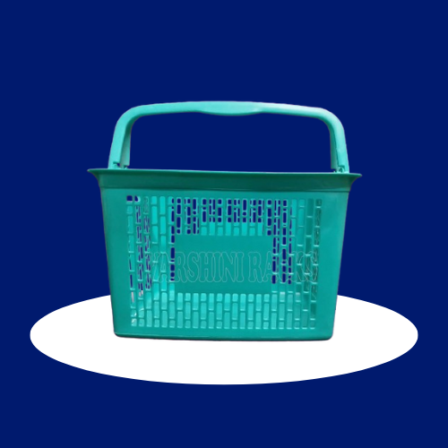 Shopping Hand Basket - Plastic Material, Bright Orange Color, Easy to Clean, Convenient Handle for Easy Transportation