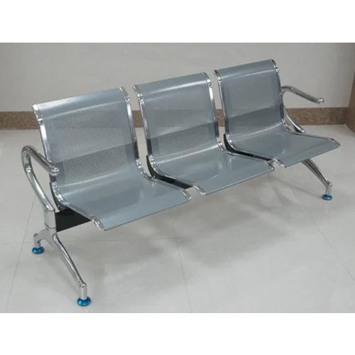 3 Seater Perforated Waiting Chair - Color: Silver