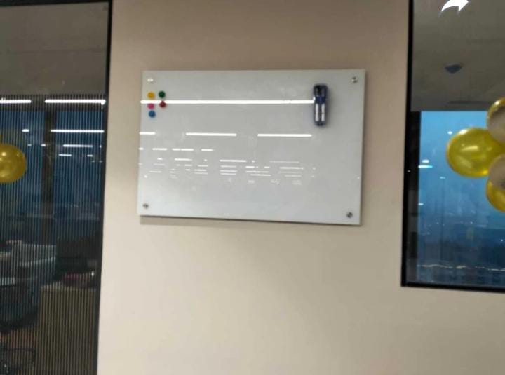 Magnetic Glass Board - Size: 12x36 Inch