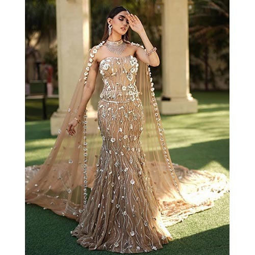 Golden Fish Cut Lehenga