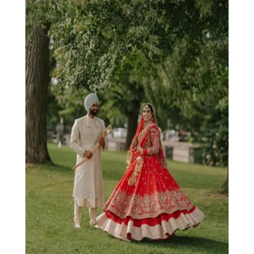 Bridal Venetian Red Designed Lehenga With Heavy Embroidery