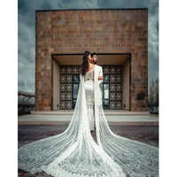 Pearl White Color Embroidery Saree With Fairy Long Trail