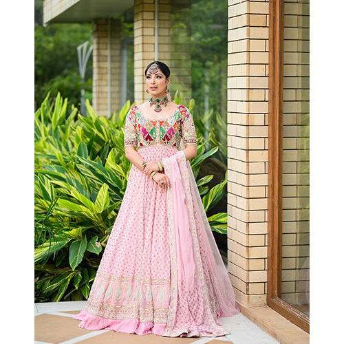 Baby Pink Anarkali Suit With Dupatta & Top