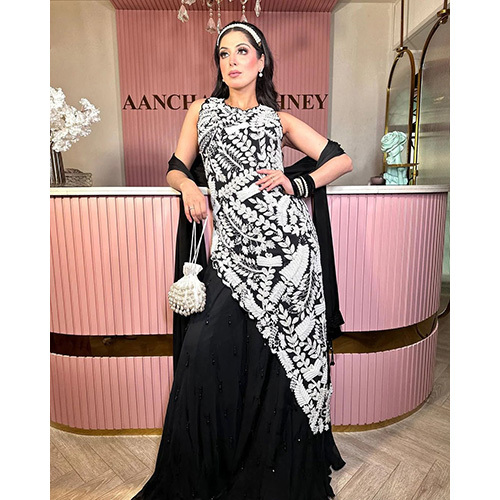 Black Heavy Anarkali Suit With Dupatta