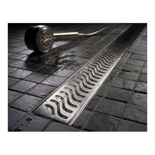 Stainless Steel Bathroom Shower Channel Drain - Color: Silver