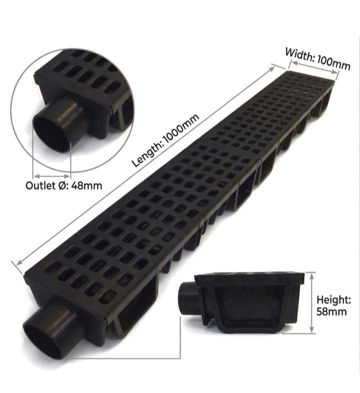 Dry-Way Area Pvc Channel Drain - Color: Black