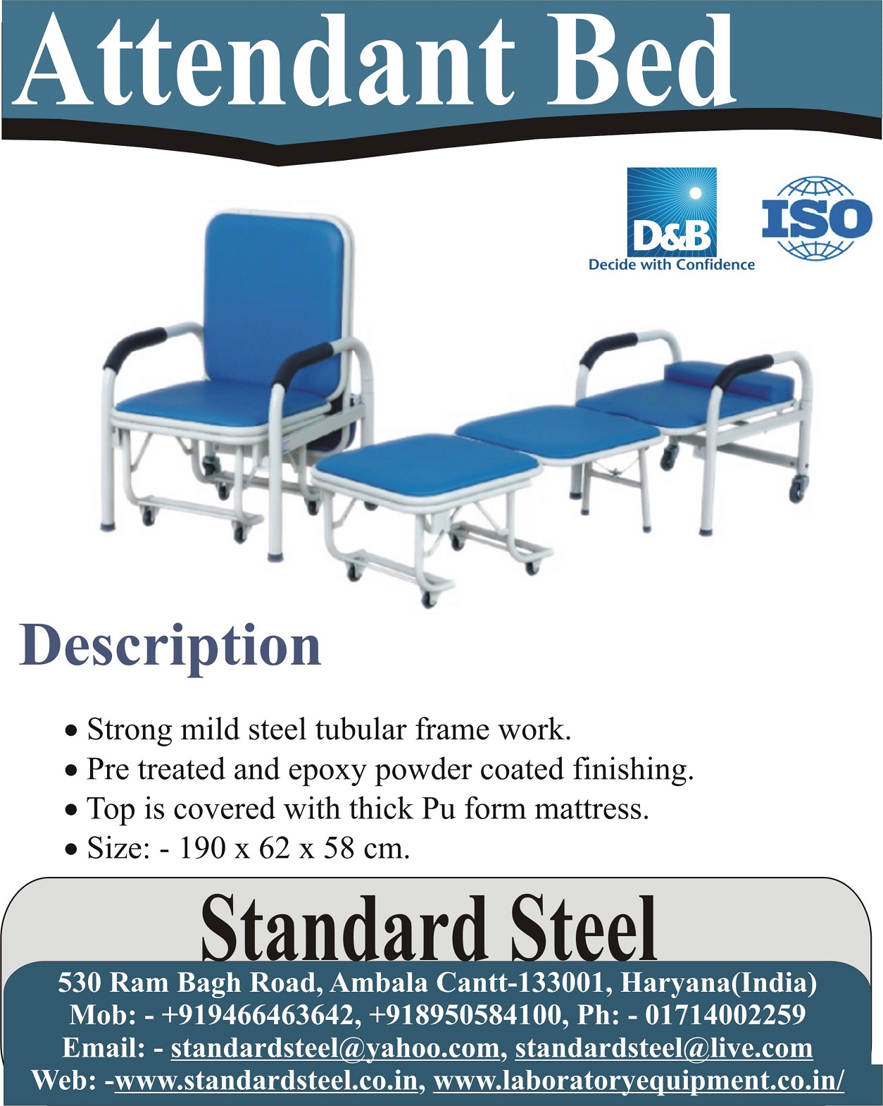 Attendant Bed - Mattress Material: High Density Foam