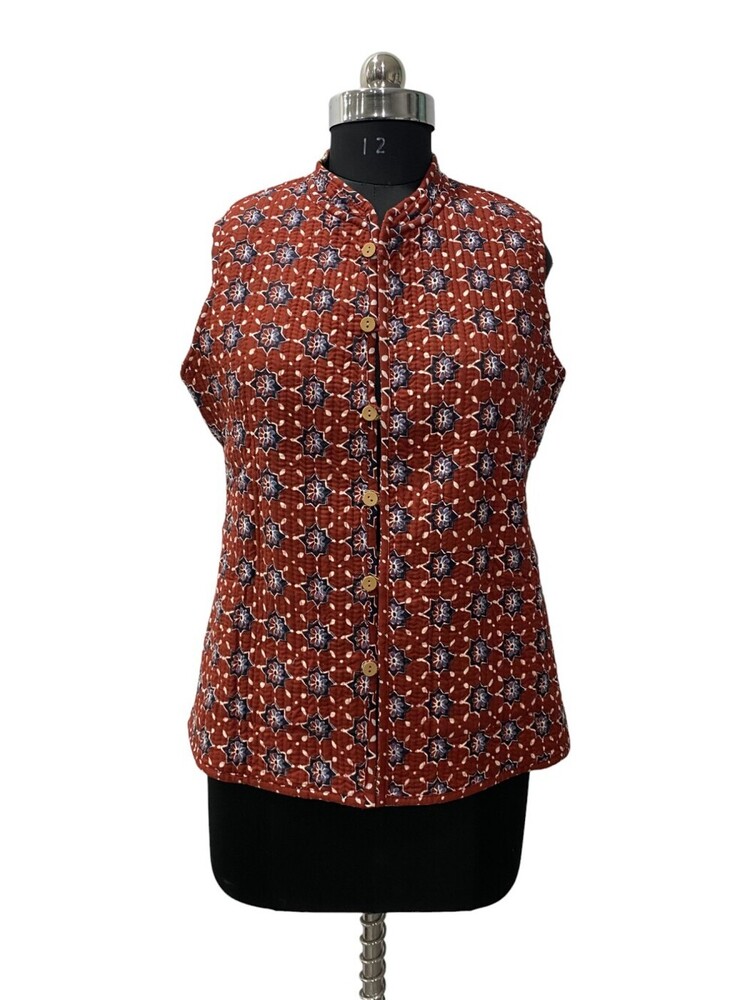 Cotton Quilted Sleeveless Short Jacket