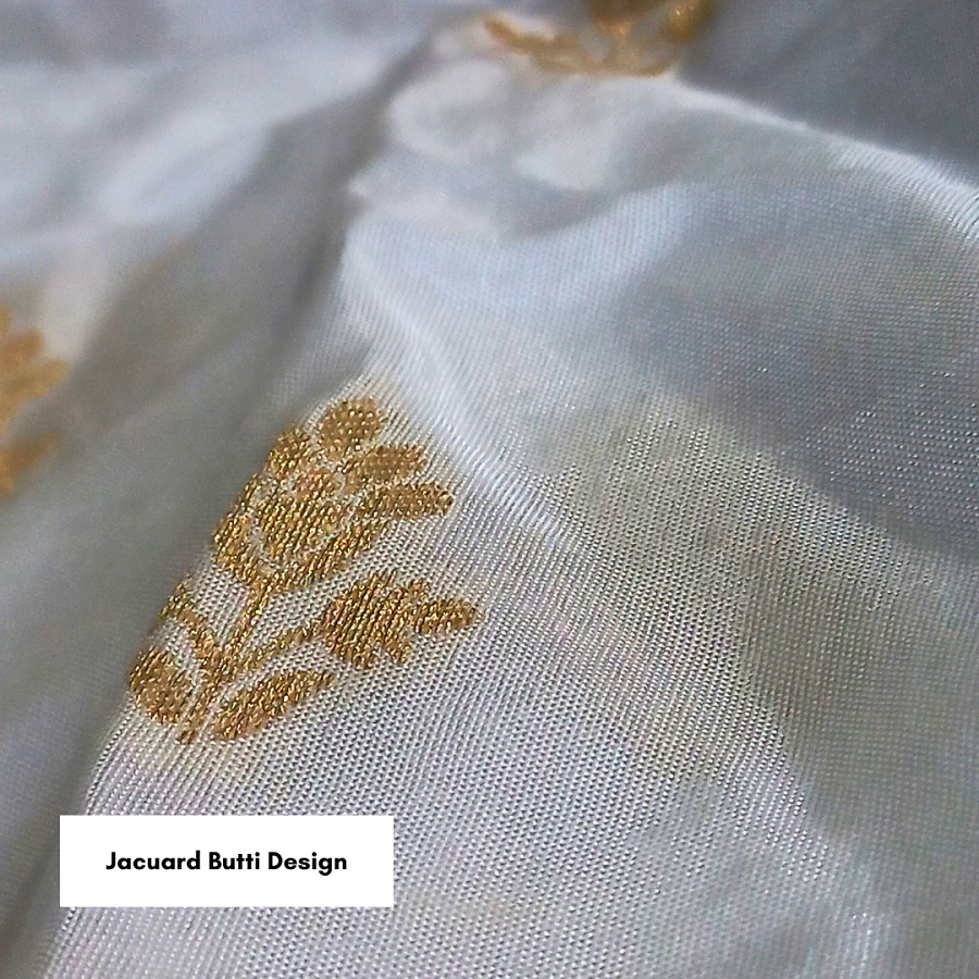 Premium Dyeable Jacquard Butti Fabric With Heavy Border A Dola Silk