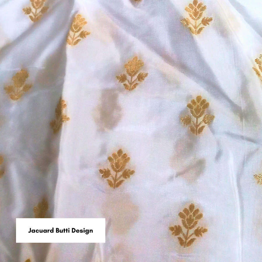 Premium Dyeable Jacquard Butti Fabric With Heavy Border A Dola Silk