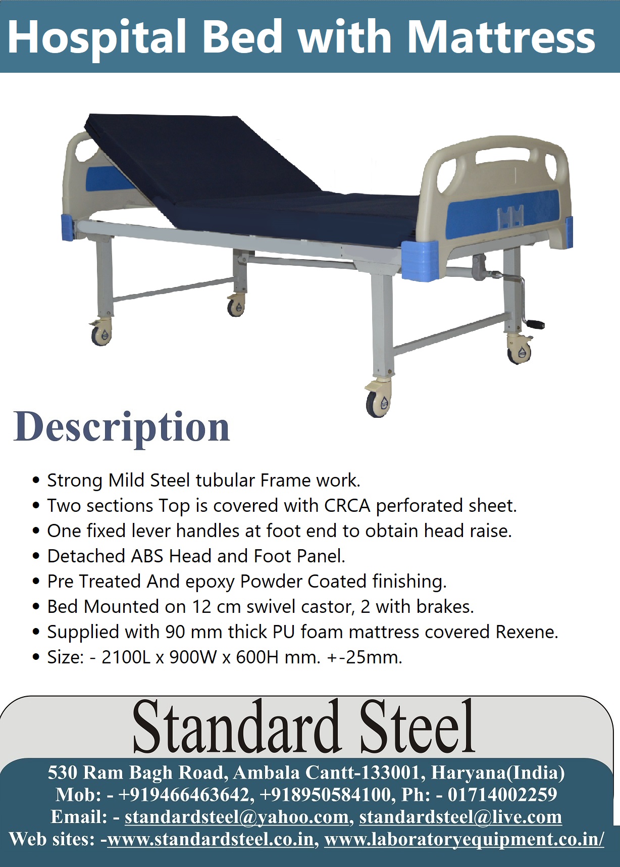 Hospital Semi Fowler Bed With Abs Panel