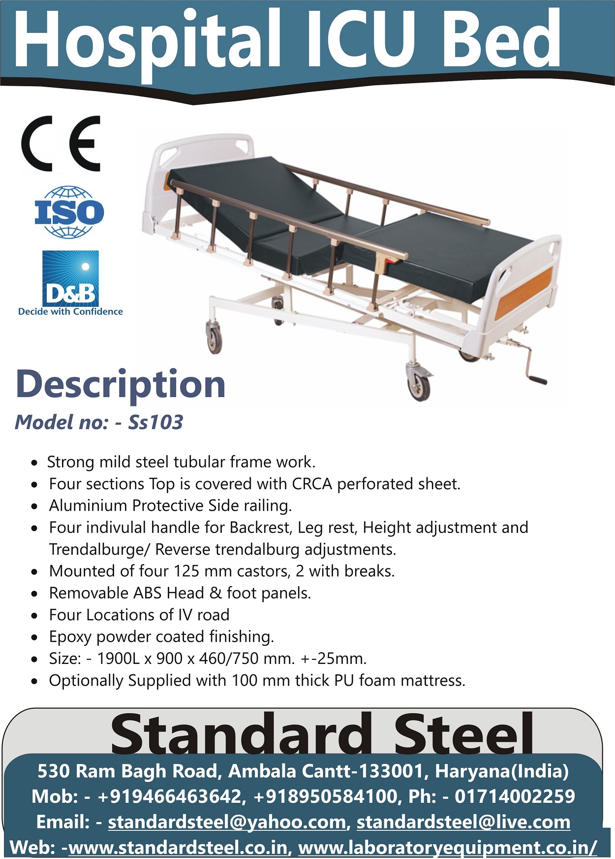 Manual Hospital Icu Bed