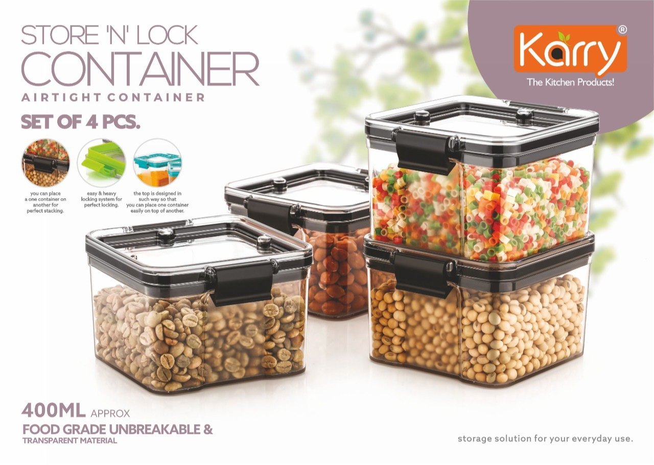 Karry Store 'N' Lock Plastic Airtight Food Storage Container Set 400 ML