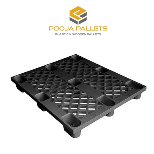 Nestable Plastic Pallet 1000X1200X140Mm - Color: Black