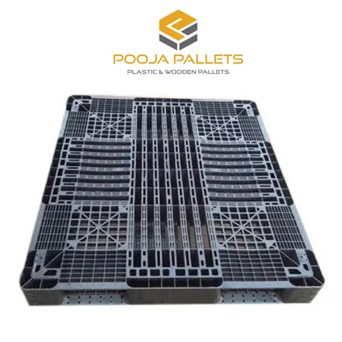 Plastic Pallet - 1300x1100x130mm | High-Quality Plastic, Durable Black Finish, Versatile for Logistics and Food Processing