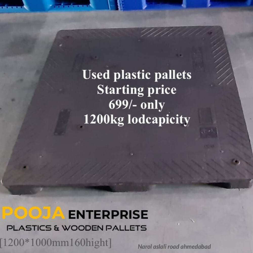 1000X1000,85Mm Black Used Plastic Pallet - Deck Type: Virgin