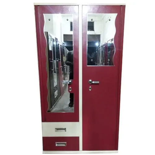 Lockable Steel Almirah - Color: Red