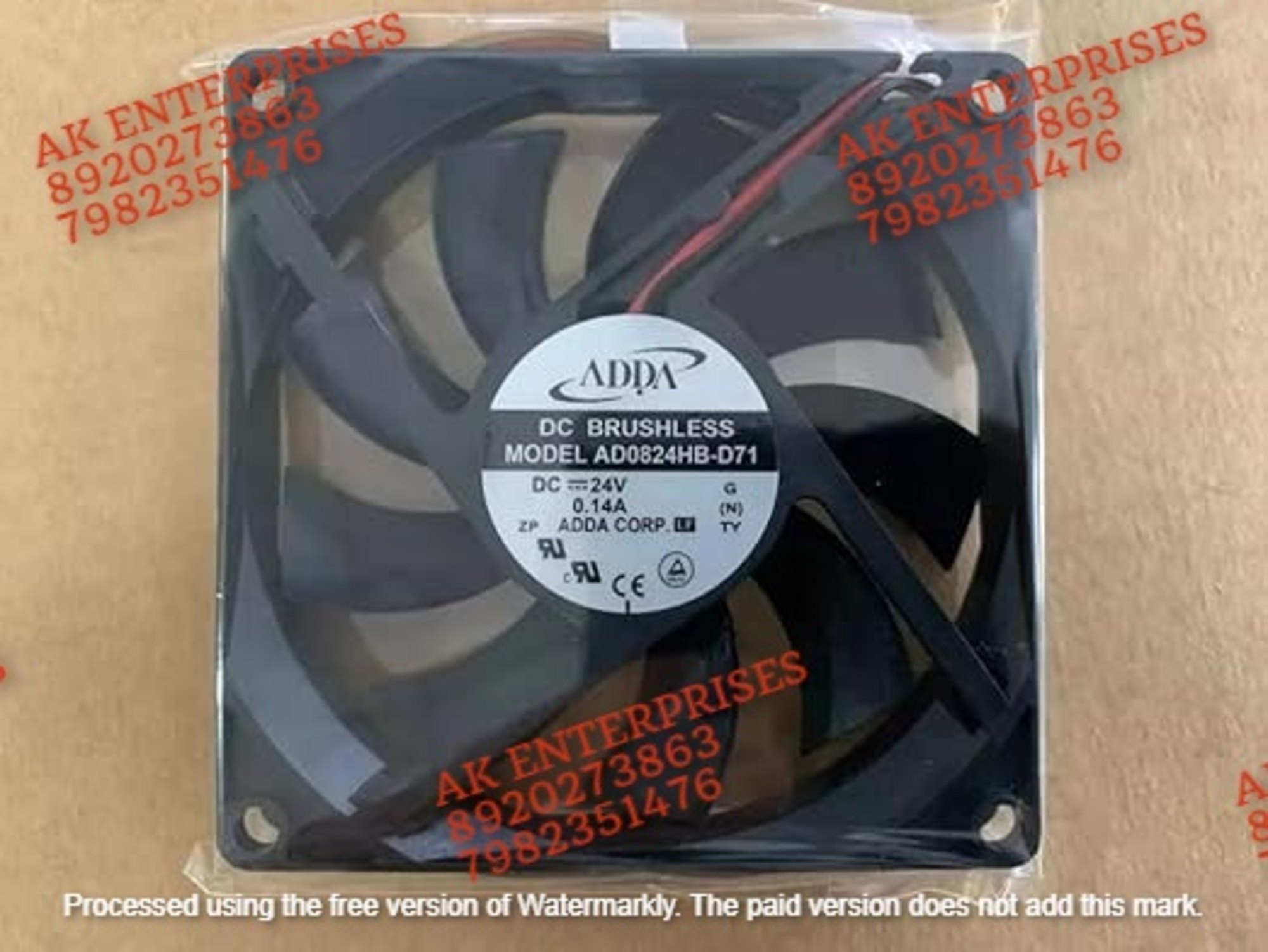 ADDA AD0824HB-D71 Axial Fan 24V-0.14A DC Brushless Air Cooling Fan 3200 RPM 80 * 80 * 15mm 2-Wire