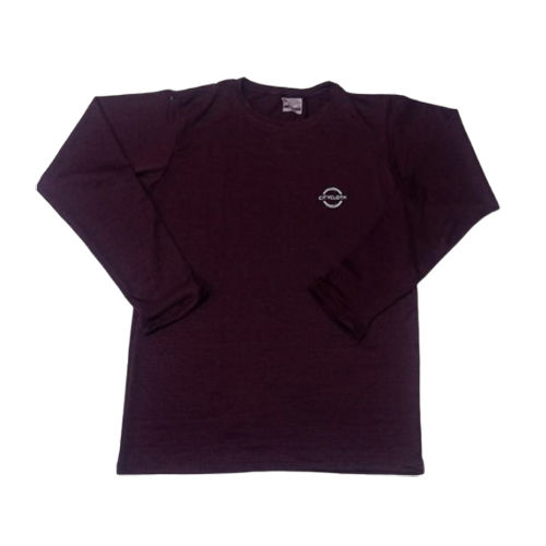 Mens Maroon Color Full Sleeves T Shirt - Fabric Type: Cotton