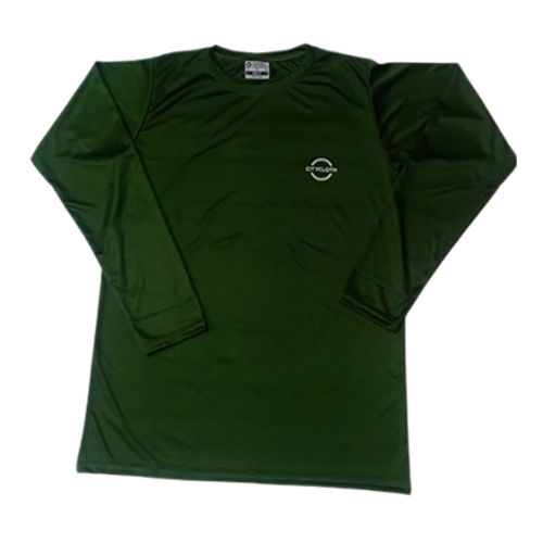 Mens Olive Green Color Full Sleeves T Shirt - Fabric Type: Cotton