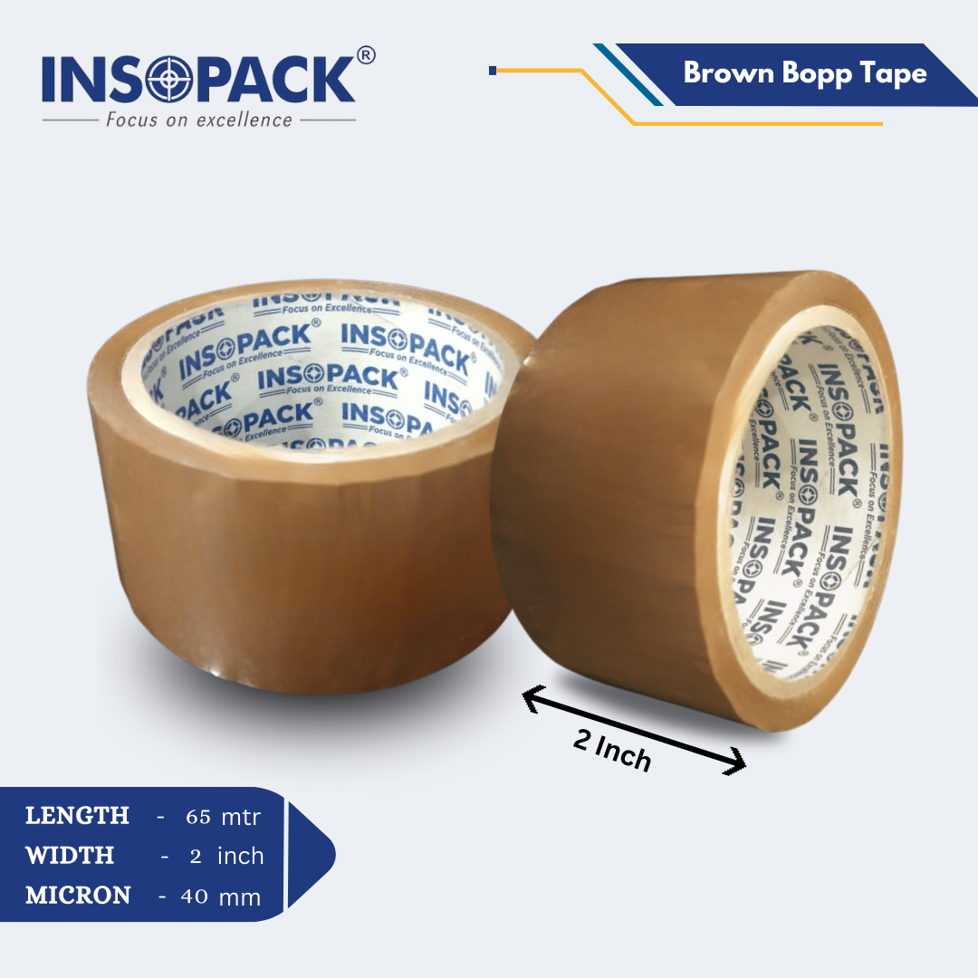 Brown Bopp Tape - Bopp Film, 2 Inch Width, Transparent Color | High Tensile Strength, Ideal For Packaging And Sealing Boxes And Containers