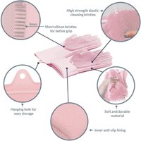 CherryBox Silicone Dish Washing Gloves, Silicon Cleaning Gloves, Silicon Hand Gloves for Kitchen Dishwashing and Pet Grooming, Great for Washing Dish, Car, Bathroom (1 Pair)